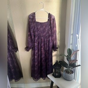Long sleeve Maxi Purple Floral Dress size S